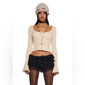 Current Mood Beige Ribbed Knit Top